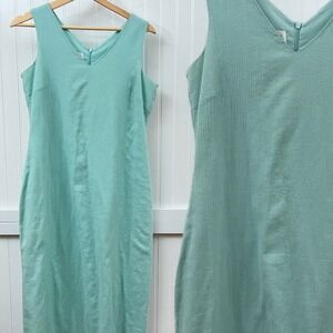 Chadwick's Dress Coastal Midi Prairie 6P Mint Green Sheath V-Neck Cottagecore